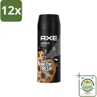 Axe - Deodorant Bodyspray - 48hrs Fresh - Leather & Cookies - 150 ml - Voordeelverpakking - 12 stuks - Mannelijke deodorant - deodorant