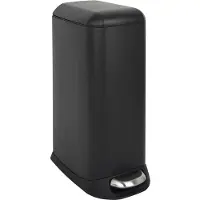 Famanu – Pedaalemmer van 20 liter, vuilnisemmer met binnenemmer, kunststof pedaal en softclose-deksel, rechthoekig design, zwart, ideaal voor de keuken
