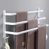 Famanu – Handdoekhouder zonder boren van 80 cm, zwart, badkameraccessoires voor het ophangen van handdoeken en textiel