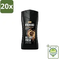 Axe 20 x - 3-in-1 Douchegel - Dark Temptation - Dark Chocolate - 12hrs Long Lasting Scent - 250 ml - Grootverpakking - Douchegel - - Dark Temptation - Chocoladegeur - 3-in-1
