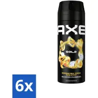 Axe - Deodorant Bodyspray - 48hrs Fresh - Gold - Oud Wood & Fresh Vanilla - 150 ml - Voordeelverpakking - 6 stuks