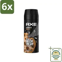 Axe - Deodorant Bodyspray - 48hrs Fresh - Leather & Cookies - 150 ml - Voordeelverpakking - 6 stuks - Mannelijke deodorant - deodorant