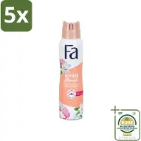 Fa 5 x - Divine Moments - Deodorant Spray - Wilde Cameliabloesem - 150 ml - Grootverpakking - Deodorant Spray - Anti-vlekken - Huidvriendelijk - Wilde Cameliabloesem - Frisheid