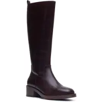 Hush puppies Antonia Lange Leren Dames Chocolade Hakkniehoge Laarzen
