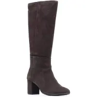 Hush puppies Oprah Suède Lange Leren Dames Chocolade Hakken Knie Hoge Laarzen