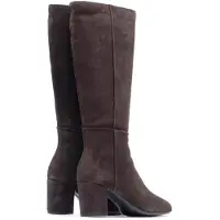Hush puppies Oprah Suède Lange Leren Dames Chocolade Hakken Knie Hoge Laarzen
