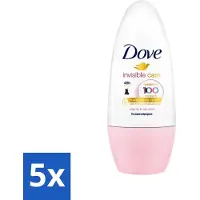 Dove 5 x Invisible Touch - Floral Care - Deodorant Roll-on - Waterlelie & Roos - 50 ml - Deodorant - Bloemige Geur - Transpiratie Bescherming - Witte Strepen Voorkomen - Zachte Formule