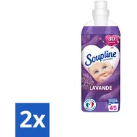 Soupline 2 x - Wasverzachter - Lavendel - 45 Wasbeurten - 1L - Wasverzachter - Wasverzachter Lentebloesem - Zachtheid - Frisheid - Geur