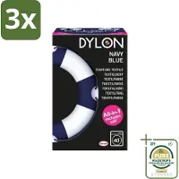 Dylon 3 x - Textielverf - Navy Blue - All-in-One - Inclusief Zout - 350g - Grootverpakking - Textielverf - Kleding Verven - Kleurstof - Katoen Verven - Stof Verven