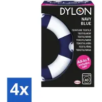 Dylon 4 x - Textielverf - Navy Blue - All-in-One - Inclusief Zout - 350g - Textielverf - Kledingverf - Verf - Kleurtje Kleding - Stofverf