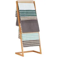 Famanu – Vrijstaand handdoekenrek van bamboe met 4 roedes, HxBxD: 100 x 40 x 30 cm, handdoekhouder, natuur