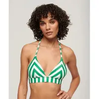 Superdry Gestreepte Triangelbikinitop Groen Grootte: 44