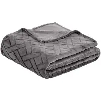 Famanu – Fleece plaid met stiksel (150 x 200 cm) in grijs, knus en onderhoudsvriendelijk