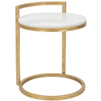Mauro Ferretti Salontafel met een tafelblad van imitatiemarmer, Ø 40 cm