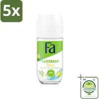 Fa 5 x Deodorant Roller Lime Squeeze 50 ml - Grootverpakking - Deodorant - Antitranspirant - - Caribische Geur - Limoen