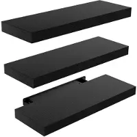 Famanu – Zwevende planken in zwart, wandplanken met onzichtbare beugels voor slaapkamer, badkamer, woonkamer en keuken, set van 3