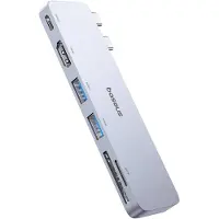 Baseus 6-in-1 Ultra Joy 100 W 1 x USB-C, 2 x USB, 1 x HDMI, SD/microSD-slot grijs