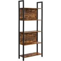 Vasagle Staande plank met meerdere open plankniveaus, Vintagebruin + zwart / 5 niveaus (62 cm)