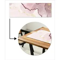 MuchoWow KitchenYeah - Tafelloper met print - Vinyl - Marmer - Roze - Wit - Tafel Decoratie - Tafelkleed - 150x50 cm