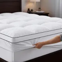 Famanu – Matrastopper 180 x 200 cm, 1200 g/m², ultrazachte matrastopper met 4 anti-slip hoeklussen, premium matrasbeschermer, hypoallergeen, machinewasbaar, microvezel topper