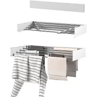 Famanu – Inklapbaar Droogrek van Aluminium, Vernieuwde Wanddroogrek, 80x50x10 cm, 3 kg, Geschikt voor Binnen en Buiten Gebruik met Verbeterde Stangbevestigingen en Zijplaatjes