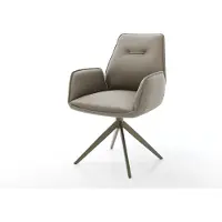 DELIFE Draaistoel Zoa-Flex echt leer mud kruisframe breed afwerking met titanium 360° draaibaar rocker-functie