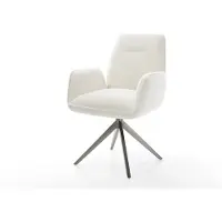 DELIFE Draaistoel Zoa-Flex bouclé zacht beige kruisframe breed grafiet 360° draaibaar rocker-functie pocketveer kern