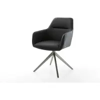 DELIFE Draaistoel Pejo-Flex echt leer zwart kruisframe breed grafiet 360° draaibaar rocker-functie pocketveer kern