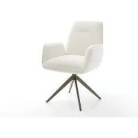 DELIFE Draaistoel Zoa-Flex bouclé zacht beige kruisframe breed afwerking met titanium 360° draaibaar rocker-functie pocketveer kern