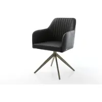 DELIFE Draaistoel Greg-Flex echt leer zwart kruisframe breed afwerking met titanium 360° draaibaar rocker-functie pocketveer kern