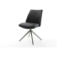 DELIFE Draaistoel Elso-Flex echt leer zwart kruisframe breed grafiet 360° draaibaar rocker-functie pocketveer kern