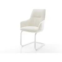 DELIFE Sledemodel Zelia-Flex met armleuning bouclé zacht beige sledemodel vlak wit pocketveer kern
