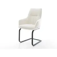 DELIFE Sledemodel Zelia-Flex met armleuning bouclé zacht beige sledemodel vlak zwart pocketveer kern