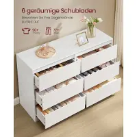 Vasagle Kailyn Collection - Commode met laden voor nette en moderne slaapkameropslag, Sneeuwwit / 6 laden