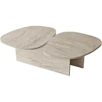 CALICOSY Salontafel met twee bladen in organische vorm l125 cm cÉleste