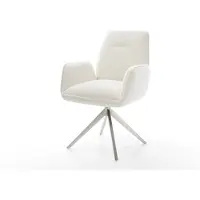DELIFE Draaistoel Zoa-Flex bouclé zacht beige kruisframe breed roestvrij staal 360° draaibaar rocker-functie pocketveer kern
