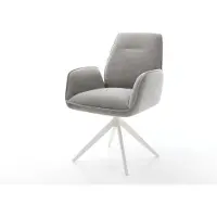 DELIFE Draaistoel Zoa-Flex zachte stof met structuur grijs kruisframe breed wit 360° draaibaar rocker-functie pocketveer kern