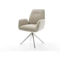 DELIFE Draaistoel Zoa-Flex geweven stof beige kruisframe breed roestvrij staal 360° draaibaar rocker-functie pocketveer kern