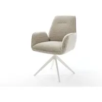 DELIFE Draaistoel Zoa-Flex geweven stof beige kruisframe breed wit 360° draaibaar rocker-functie pocketveer kern