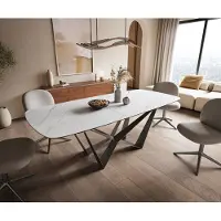 DELIFE Eettafel Edge Boot 180-220x100 cm Keramiek Laminam Statuarietto Wit Spider Flachstahl Roestvrij staal Grafiet uitschuifbaar