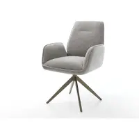 DELIFE Draaistoel Zoa-Flex zachte stof met structuur grijs kruisframe breed afwerking met titanium 360° draaibaar rocker-functie pocketveer kern