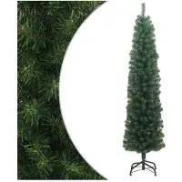 vidaXL Kunstkerstboom met standaard smal 210 cm PVC groen