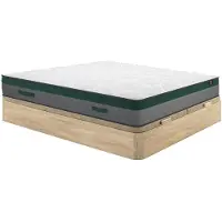 Vente-unique Set matras en lattenbodem 180 x 200 cm - Met opbergruimte natuurlijk licht + matras met pocketveren en dikte 22 cm - van YSMÉE PRESTIGE