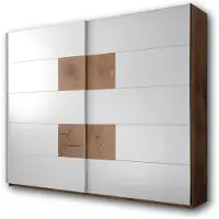 Furniture24 Capri - Garderobekast met 72 vakken, elegant design en veel opbergruimte. Schuifdeurkasten in Wotan eik/wit - 270 x 225 x 60 cm