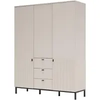 Furniture24 Garderobekast Korfu - 70 MDF-deuren met frezing - Kasjmier - Kast 156X200X53 Cm