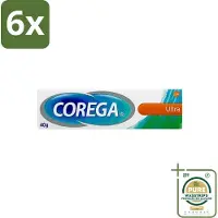 Corega Ultra Kleefcrème - Krachtig Houvast & Bescherming - Met Verfrissende Mintsmaak - 40g - Voordeelverpakking - 6 stuks - Houvast prothese - Prothese fixatie