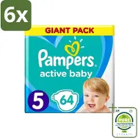 Pampers - Active Baby - Luiers - Maat 5 (11-16 kg) - Zachte Pasvorm - 64 Luiers - Voordeelverpakking - 6 stuks - Active Baby - Luiers maat 5