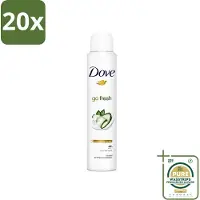 Dove 20 x Go Fresh - Deospray - Groene Thee & Komkommer - 200 ml - Grootverpakking - Go Fresh Deospray Groene Thee & Komkommer - Frisheid - Transpiratie Bescherming - Geur - Oksel Crème