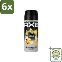Axe - Deodorant Spray - 72hrs Anti Sweat - Anti White Marks - Gold - 150 ml - Voordeelverpakking - 6 stuks - Gold - Oud wood