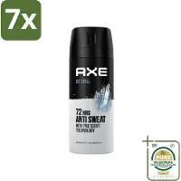 Axe 7 x - Deodorant Spray - 72hrs Anti Sweat - Ice Chill - 150 ml - Grootverpakking - Anti-sweat Spray - Zweetvermindering - Ijskoude Citroen - Muntgeur - 72 Uur Bescherming